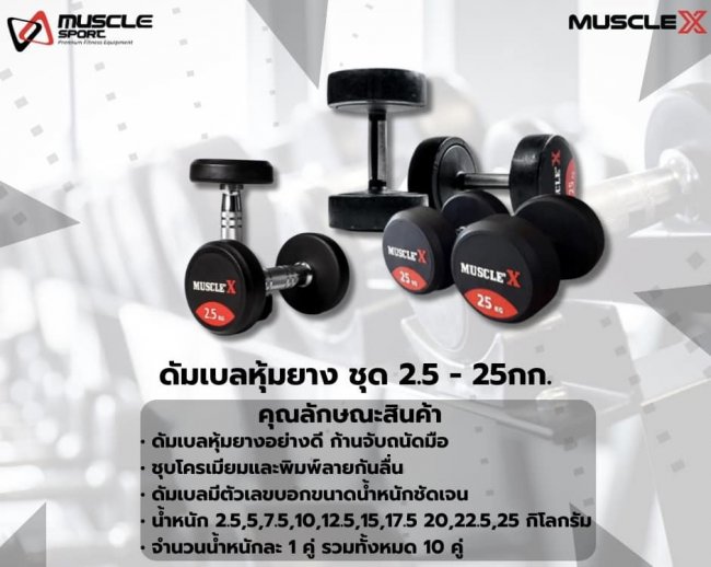 ดัมเบล์หุ้มยาง 2.5 - 25 กิโล.